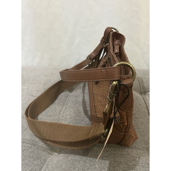 NWT Frye & Co Floral Tooled Shoulder Bag - Picture 5 of 12